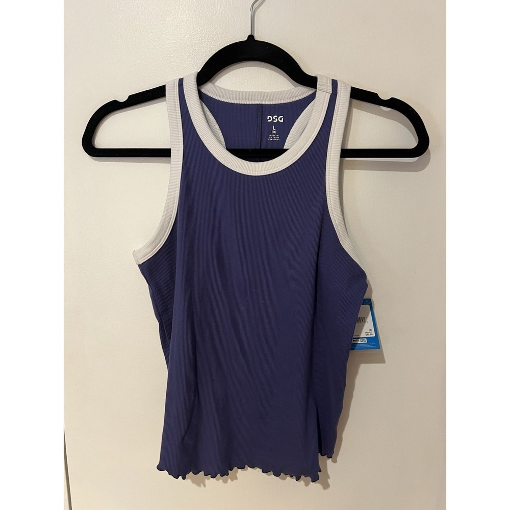 DSG Girls' Cotton Rib Tank Purple Indigo Blue Size Youth Large Ribbed